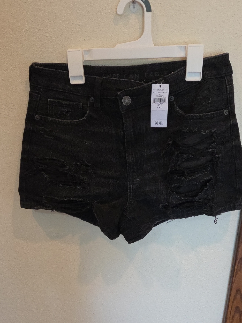 American Eagle Outfitters Black Distressed Denim Shorts